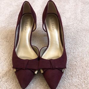 Burgundy Kitten Bow Heels